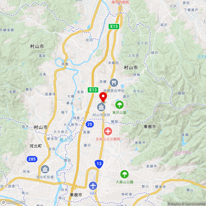 道の駅むらやまの地図（zoom11）山形県村山市楯岡字一本柳地内