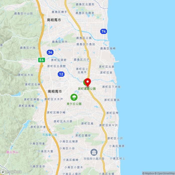 道の駅南相馬の地図（zoom11）福島県南相馬市原町区高見町2-30-1