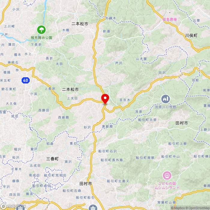 道の駅さくらの郷の地図（zoom11）福島県二本松市東新殿字平石田12番地2