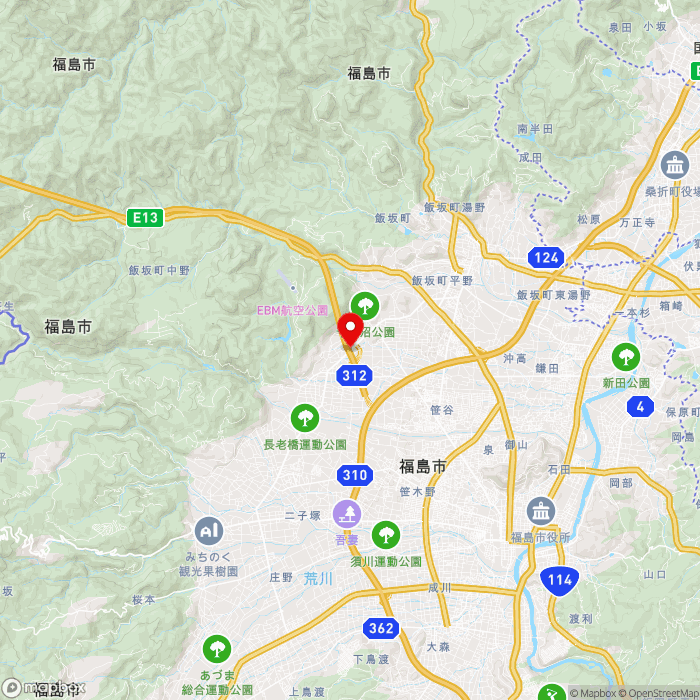 道の駅ふくしまの地図（zoom11）福島県福島市大笹生字月崎1番地の1