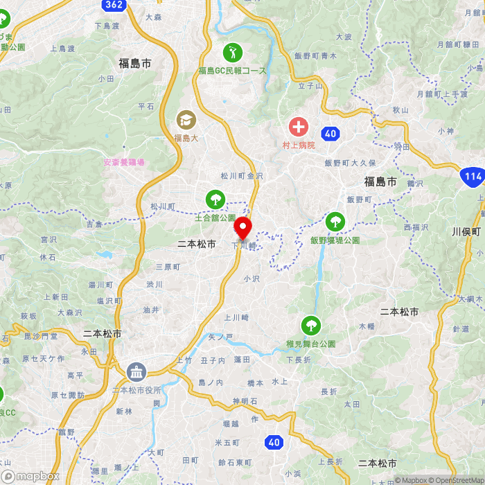 道の駅安達の地図（zoom11）福島県二本松市下川崎上平33-1