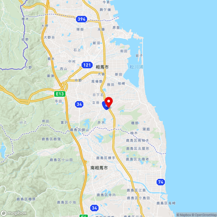 道の駅そうまの地図（zoom11）福島県相馬市日下石字金谷74-1