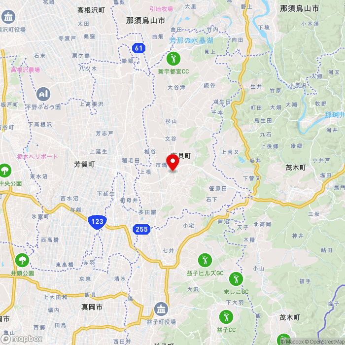 道の駅サシバの里いちかいの地図（zoom11）栃木県芳賀郡市貝町大字市塙1270番地