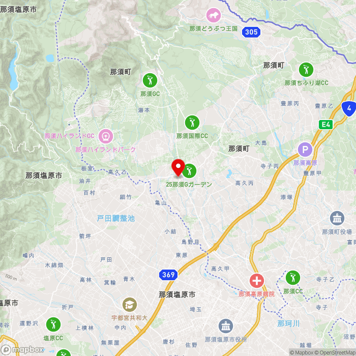 道の駅那須高原友愛の森の地図（zoom11）栃木県那須郡那須町高久乙593-8
