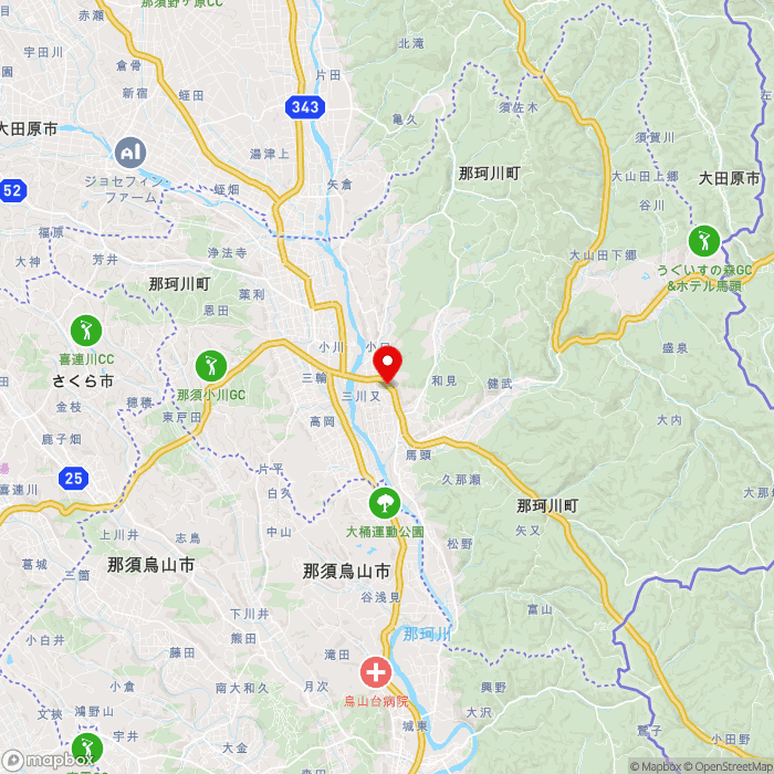 道の駅ばとうの地図（zoom11）栃木県那須郡那珂川町北向田183-1