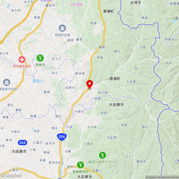 道の駅東山道伊王野の地図（zoom11）栃木県那須郡那須町伊王野459
