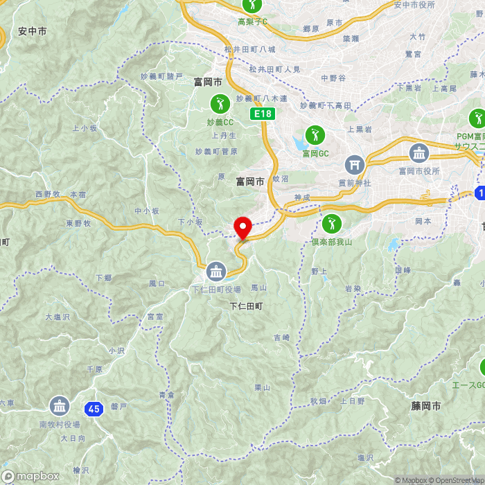 道の駅しもにたの地図（zoom11）群馬県甘楽郡下仁田町馬山3766-11