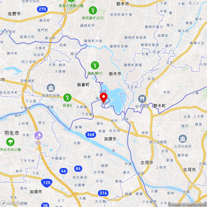道の駅かぞわたらせの地図（zoom11）埼玉県加須市小野袋1737