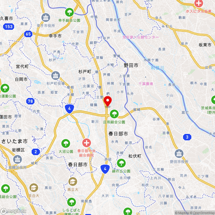道の駅庄和の地図（zoom11）埼玉県春日部市上柳995