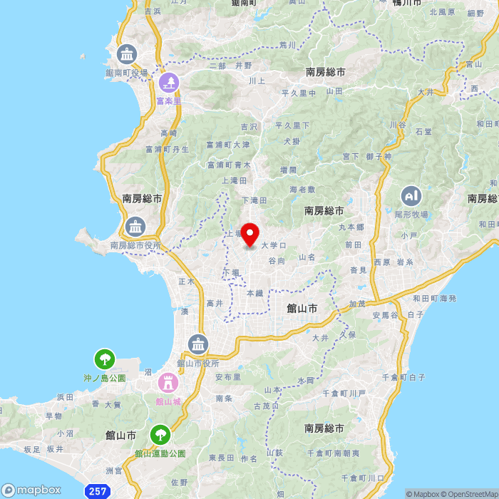 道の駅三芳村の地図（zoom11）千葉県南房総市川田82-1
