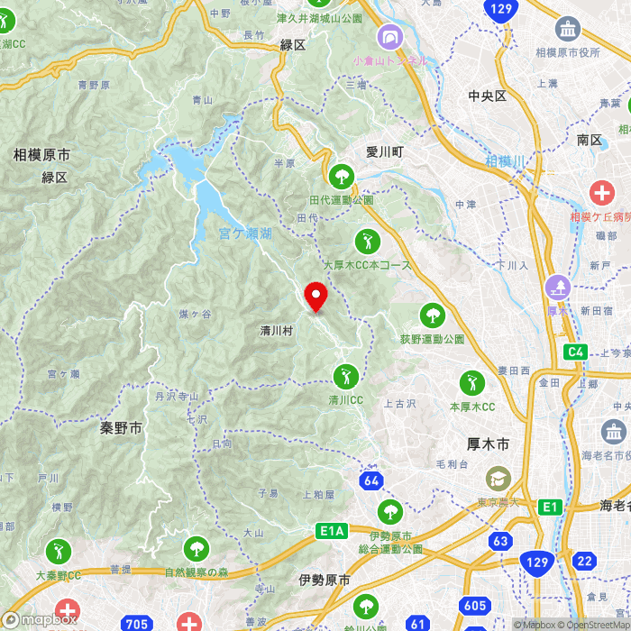 道の駅清川の地図（zoom11）神奈川県愛甲郡清川村煤ケ谷2129