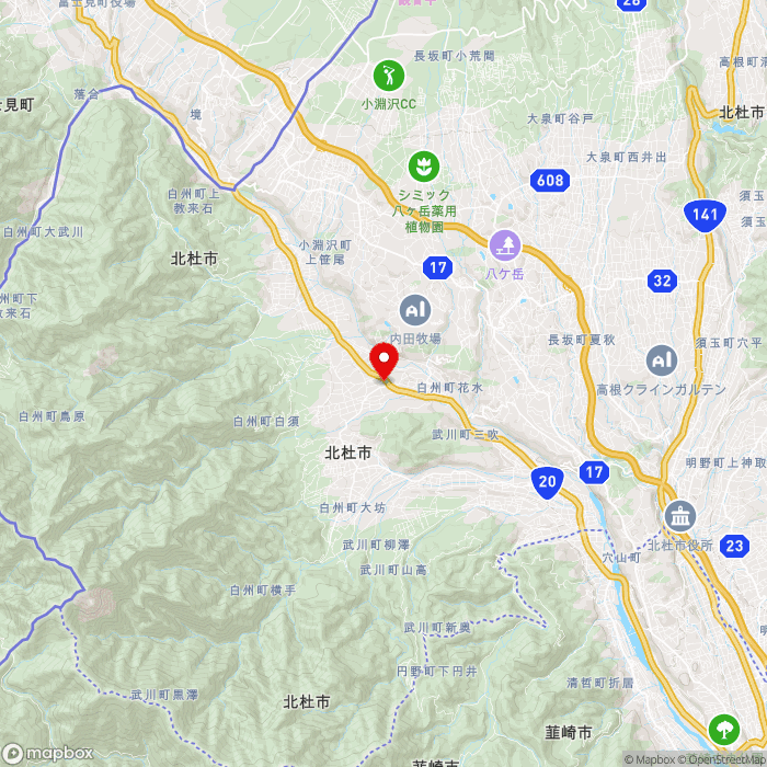 道の駅はくしゅうの地図（zoom11）山梨県北杜市白州町白須1308