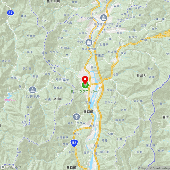 道の駅みのぶ　富士川観光センターの地図（zoom11）山梨県南巨摩郡身延町下山1578