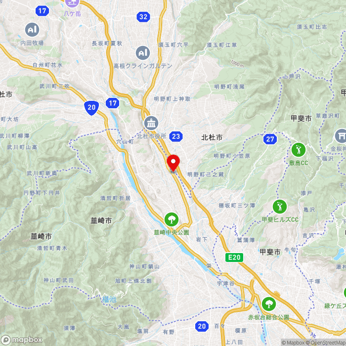 道の駅にらさきの地図（zoom11）山梨県韮崎市中田町中条