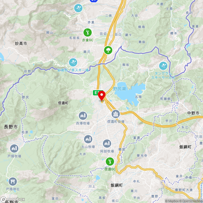 道の駅しなのの地図（zoom11）長野県上水内郡信濃町柏原