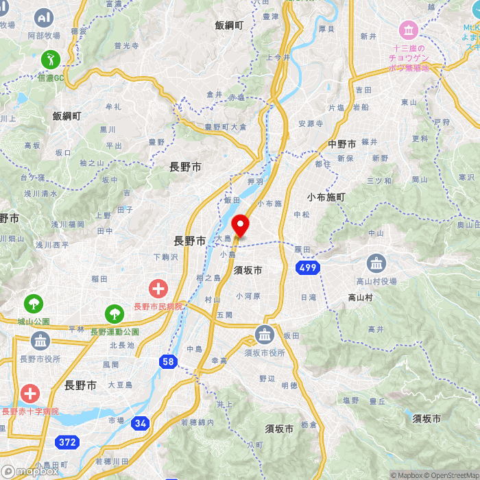 道の駅オアシスおぶせの地図（zoom11）長野県上高井郡小布施町大島601