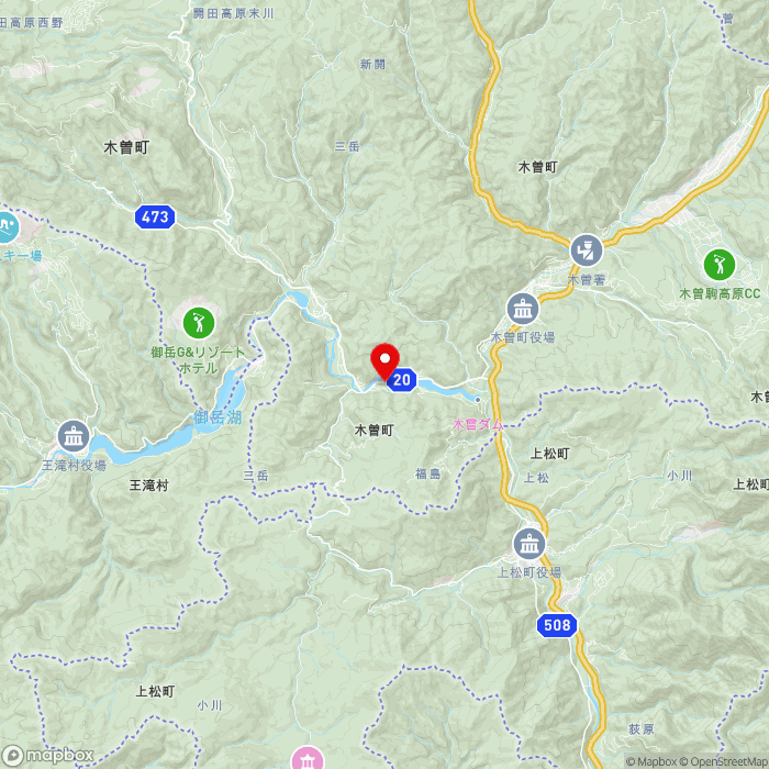 道の駅三岳の地図（zoom11）長野県木曽郡木曽町三岳10491-9