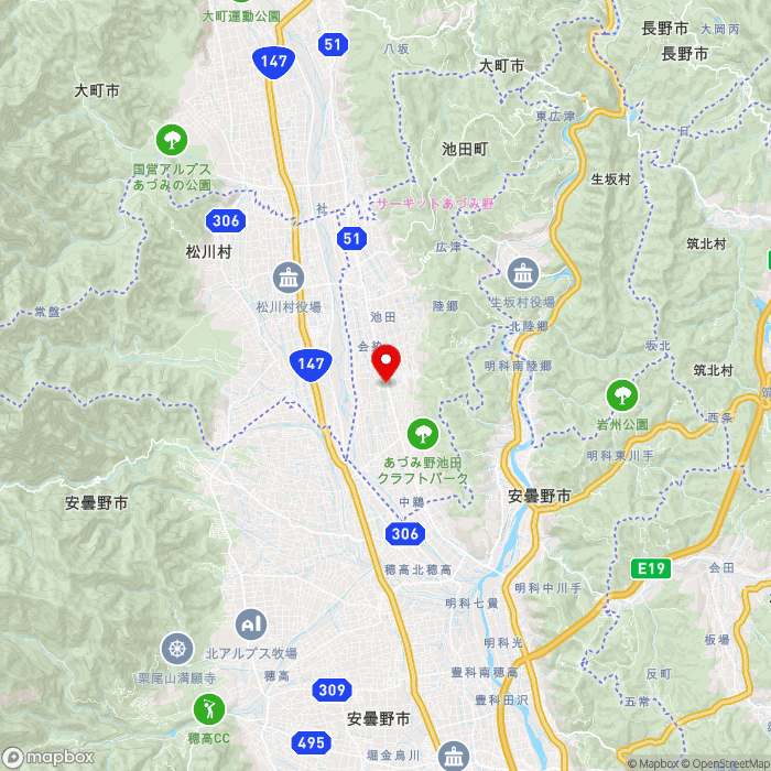道の駅池田の地図（zoom11）長野県北安曇郡池田町会染6330