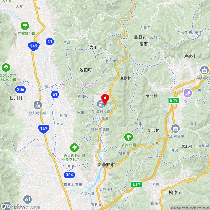 道の駅いくさかの郷の地図（zoom11）長野県東筑摩郡生坂村5204番地1