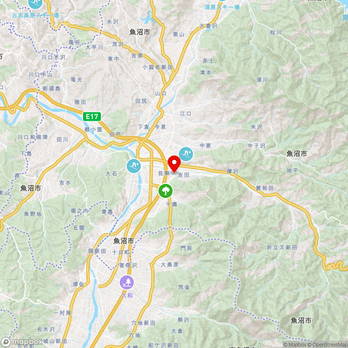 道の駅ゆのたにの地図（zoom11）新潟県魚沼市吉田1148