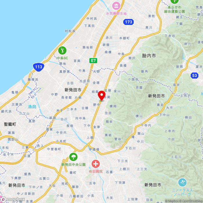 道の駅加治川の地図（zoom11）新潟県新発田市横岡1147