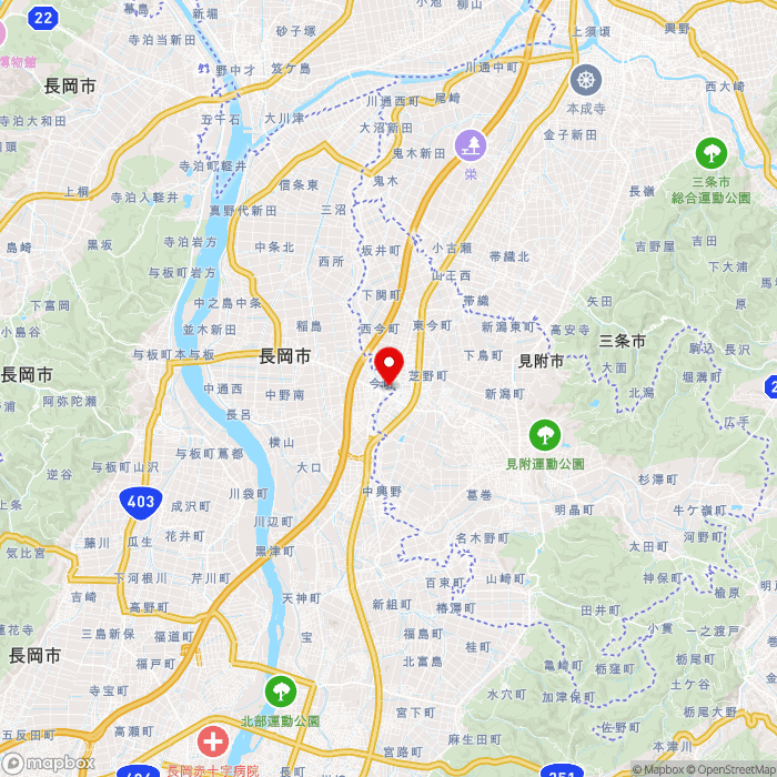 道の駅パティオにいがたの地図（zoom11）新潟県見附市今町1丁目3358番地