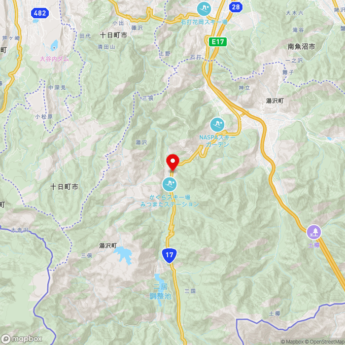 道の駅みつまたの地図（zoom11）新潟県南魚沼郡湯沢町大字三俣1000番地