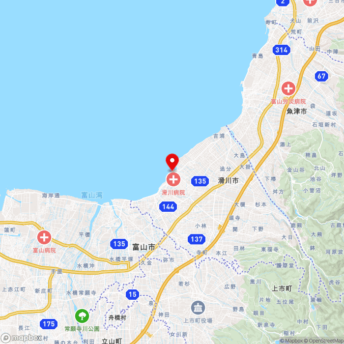 道の駅ウェーブパークなめりかわの地図（zoom11）富山県滑川市中川原410