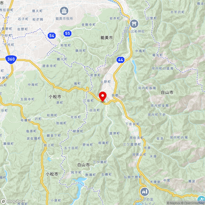 道の駅一向一揆の里の地図（zoom11）石川県白山市出合町甲34