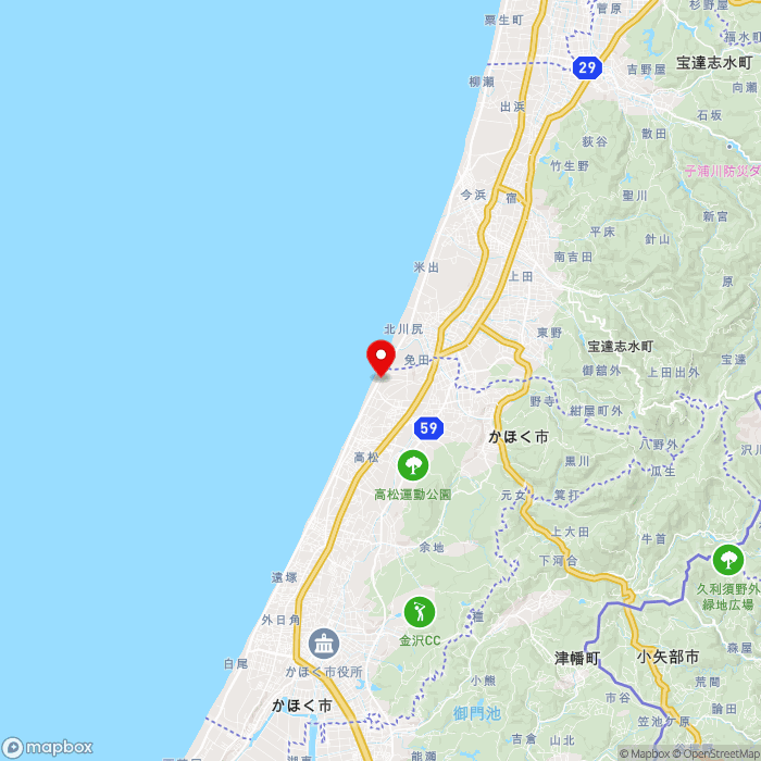 道の駅高松の地図（zoom11）石川県かほく市二ツ屋16-3