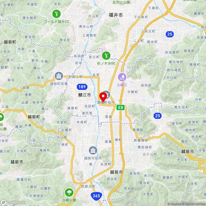 道の駅西山公園の地図（zoom11）福井県鯖江市桜町3丁目950番