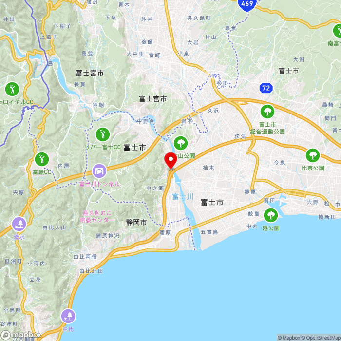 道の駅富士川楽座の地図（zoom11）静岡県富士市岩渕1488-1