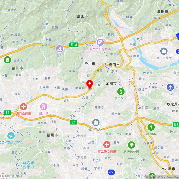 道の駅掛川の地図（zoom11）静岡県掛川市八坂882-1