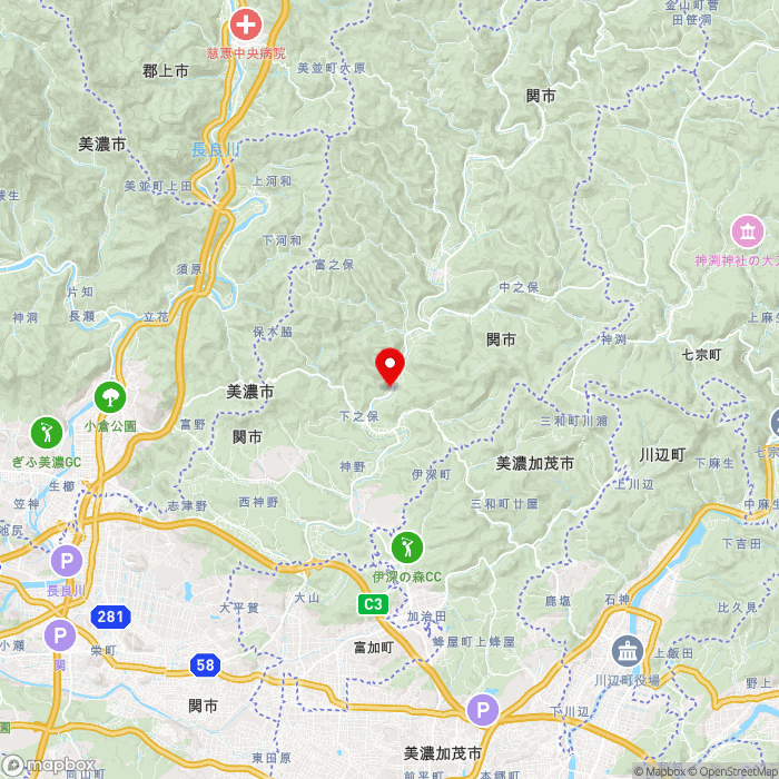 道の駅平成の地図（zoom11）岐阜県関市下之保2503-2