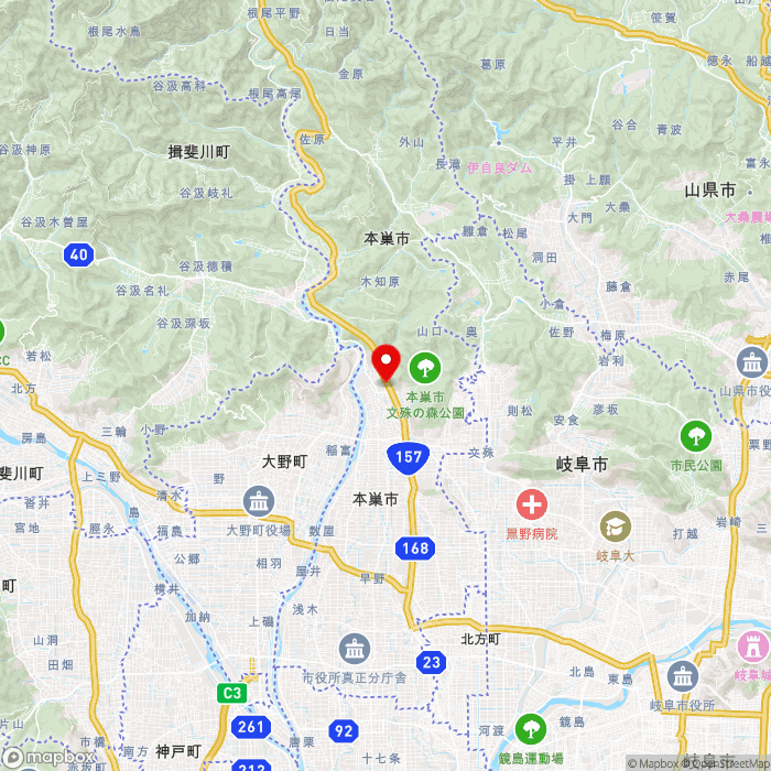 道の駅織部の里・もとすの地図（zoom11）岐阜県本巣市山口676