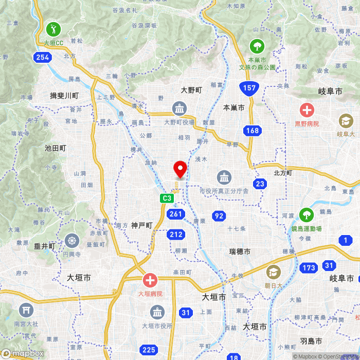道の駅パレットピアおおのの地図（zoom11）岐阜県揖斐郡大野町下磯313-2