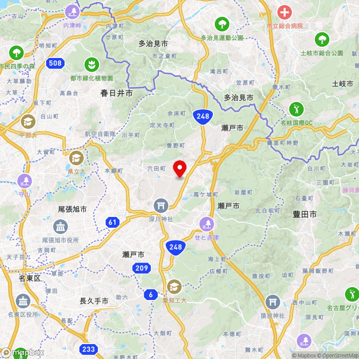 道の駅瀬戸しなのの地図（zoom11）愛知県瀬戸市品野町1丁目126番地の1