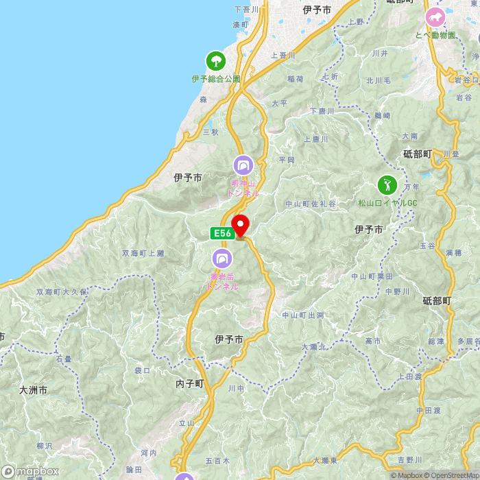 道の駅なかやまの地図（zoom11）愛媛県伊予市中山町中山子271番地