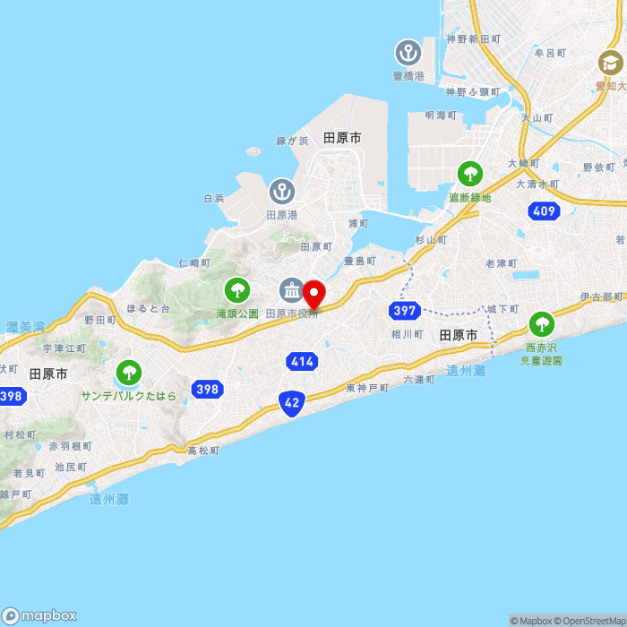 道の駅田原めっくんはうすの地図（zoom11）愛知県田原市東赤石5-74