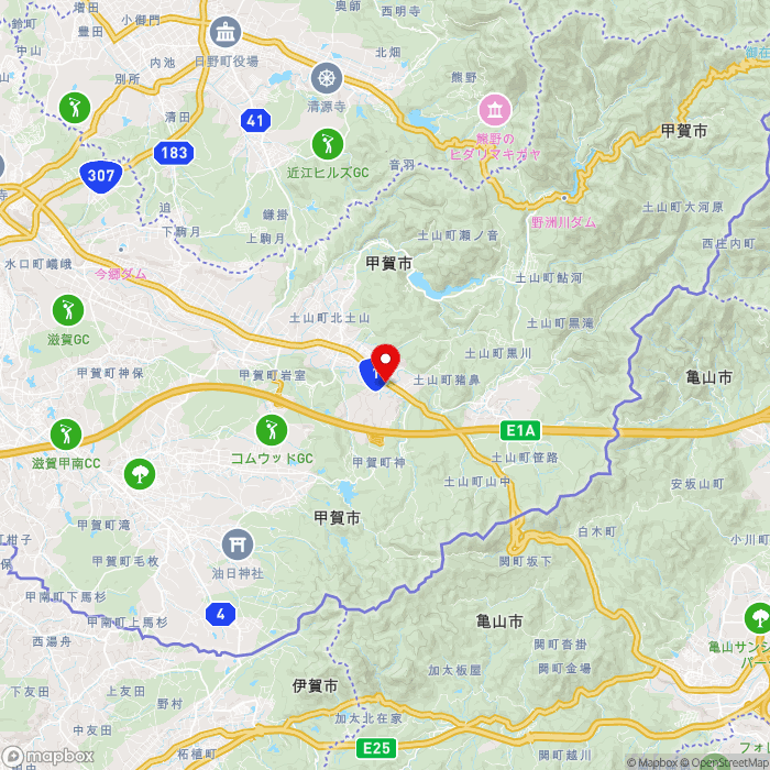 道の駅あいの土山の地図（zoom11）滋賀県甲賀市土山町北土山2900