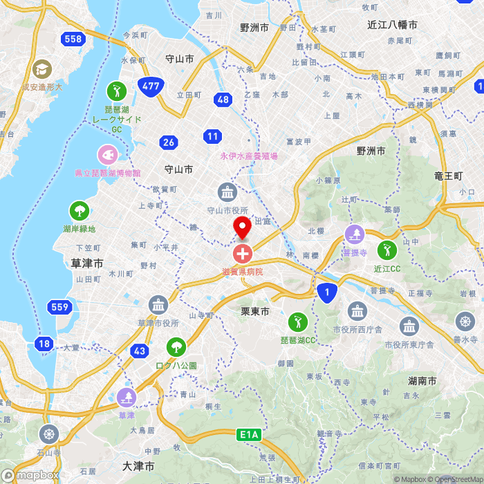 道の駅アグリの郷栗東の地図（zoom11）滋賀県栗東市出庭961-1
