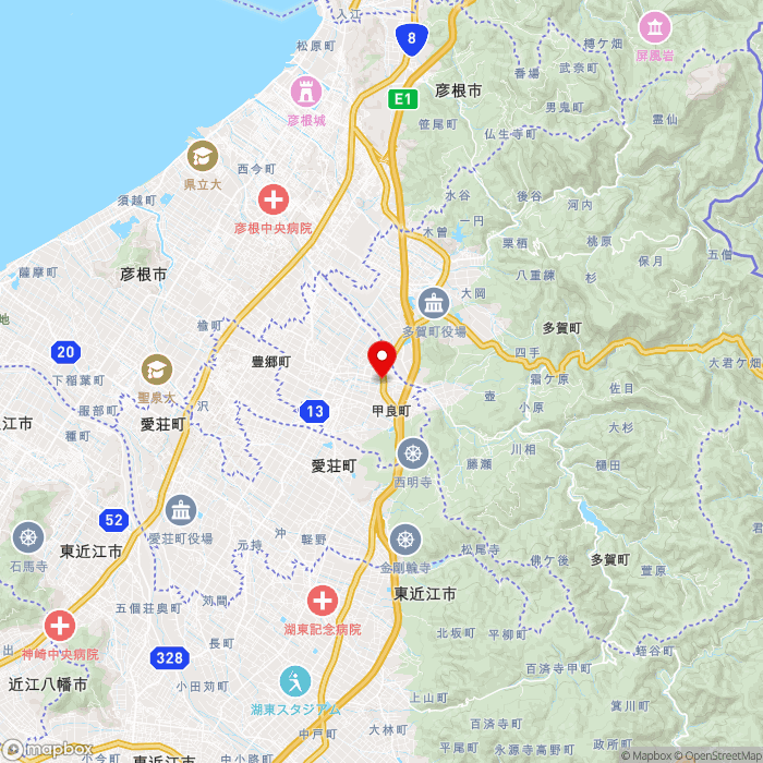 道の駅せせらぎの里こうらの地図（zoom11）滋賀県犬上郡甲良町金屋1549-4