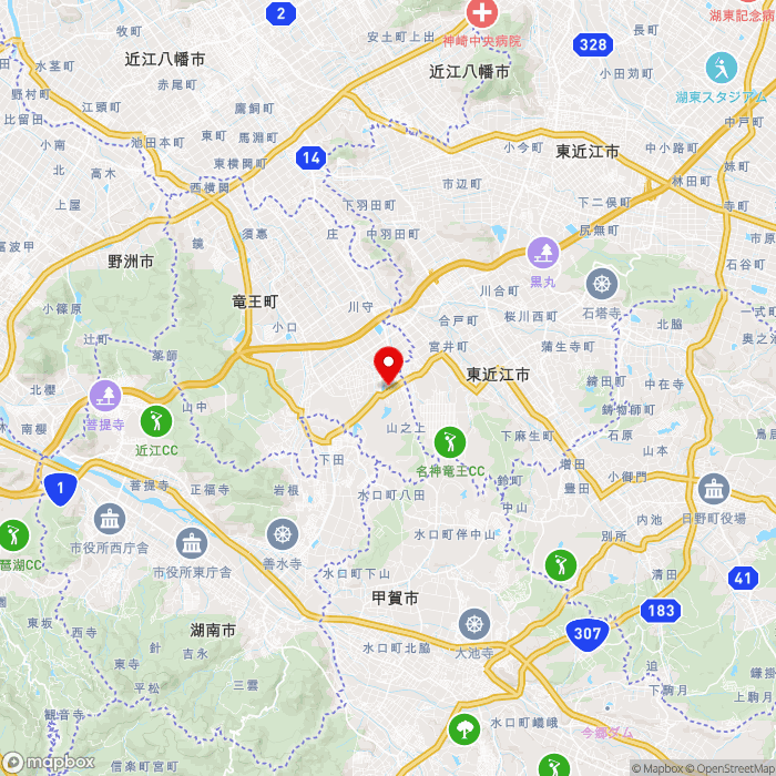 道の駅アグリパーク竜王の地図（zoom11）滋賀県蒲生郡竜王町大字山之上6526番地