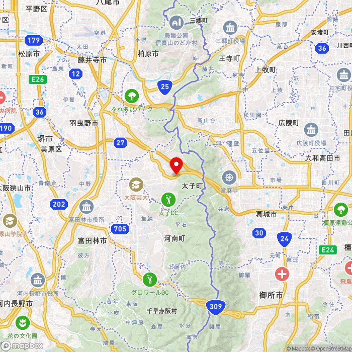 道の駅近つ飛鳥の里太子の地図（zoom11）大阪府南河内郡太子町山田2265-1