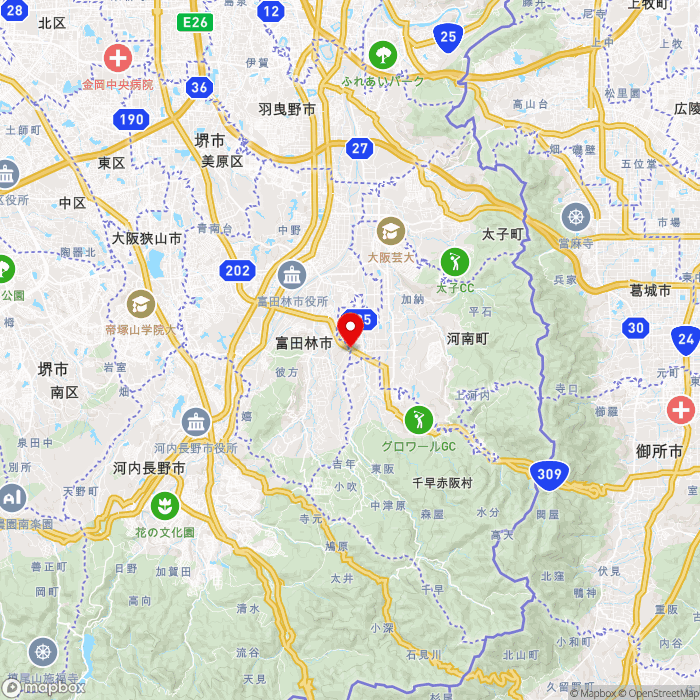 道の駅かなんの地図（zoom11）大阪府南河内郡河南町神山523-1他