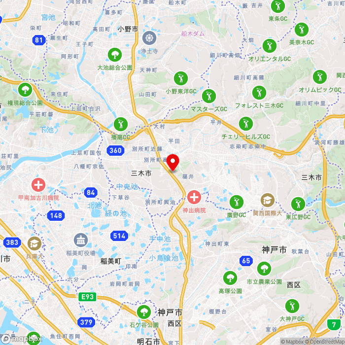 道の駅みきの地図（zoom11）兵庫県三木市福井2426番地先