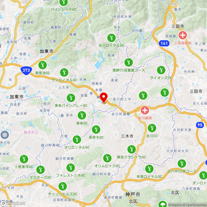 道の駅とうじょうの地図（zoom11）兵庫県加東市南山1-5-1（インターパーク内）