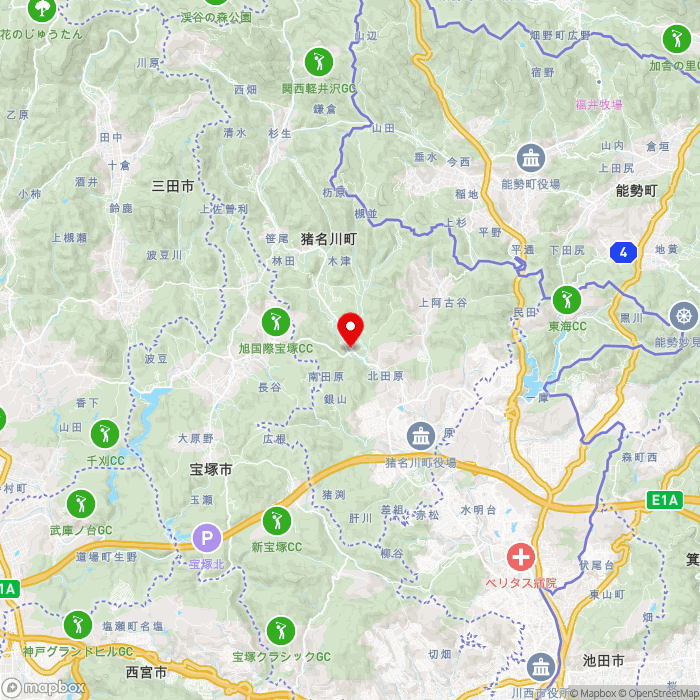 道の駅いながわの地図（zoom11）兵庫県川辺郡猪名川町万善