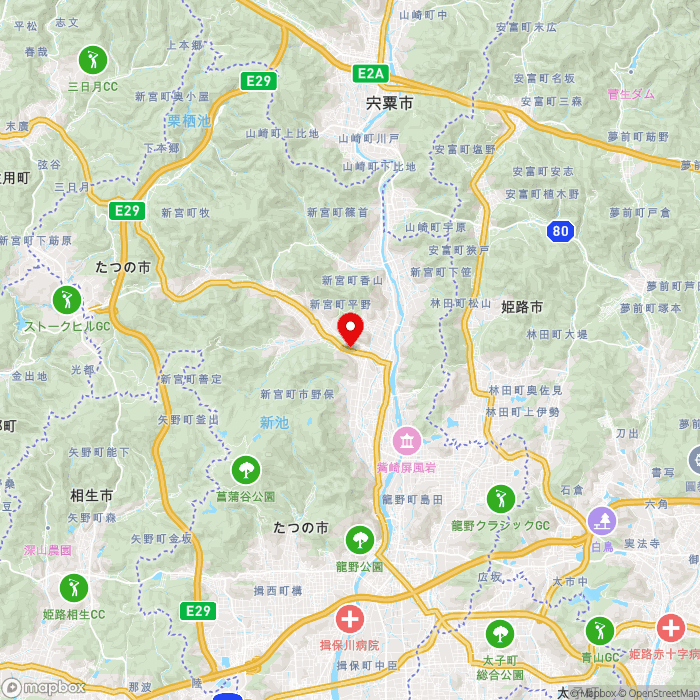 道の駅しんぐうの地図（zoom11）兵庫県たつの市新宮町平野99-2