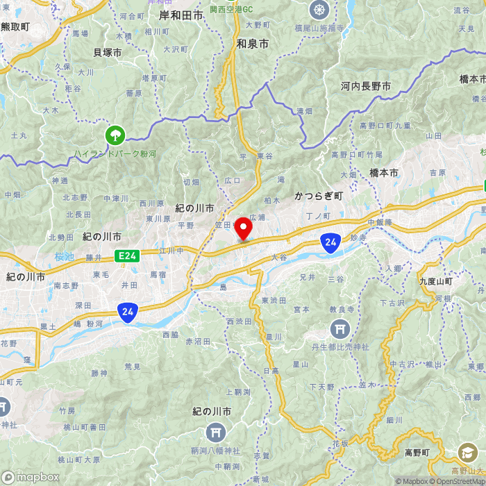 道の駅かつらぎ西の地図（zoom11）和歌山県伊都郡かつらぎ町笠田東1271-28
